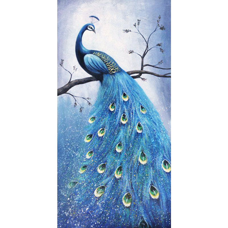 50X90CM-Blue Peacock 5D Full Diamond Painting DIY – kwartist