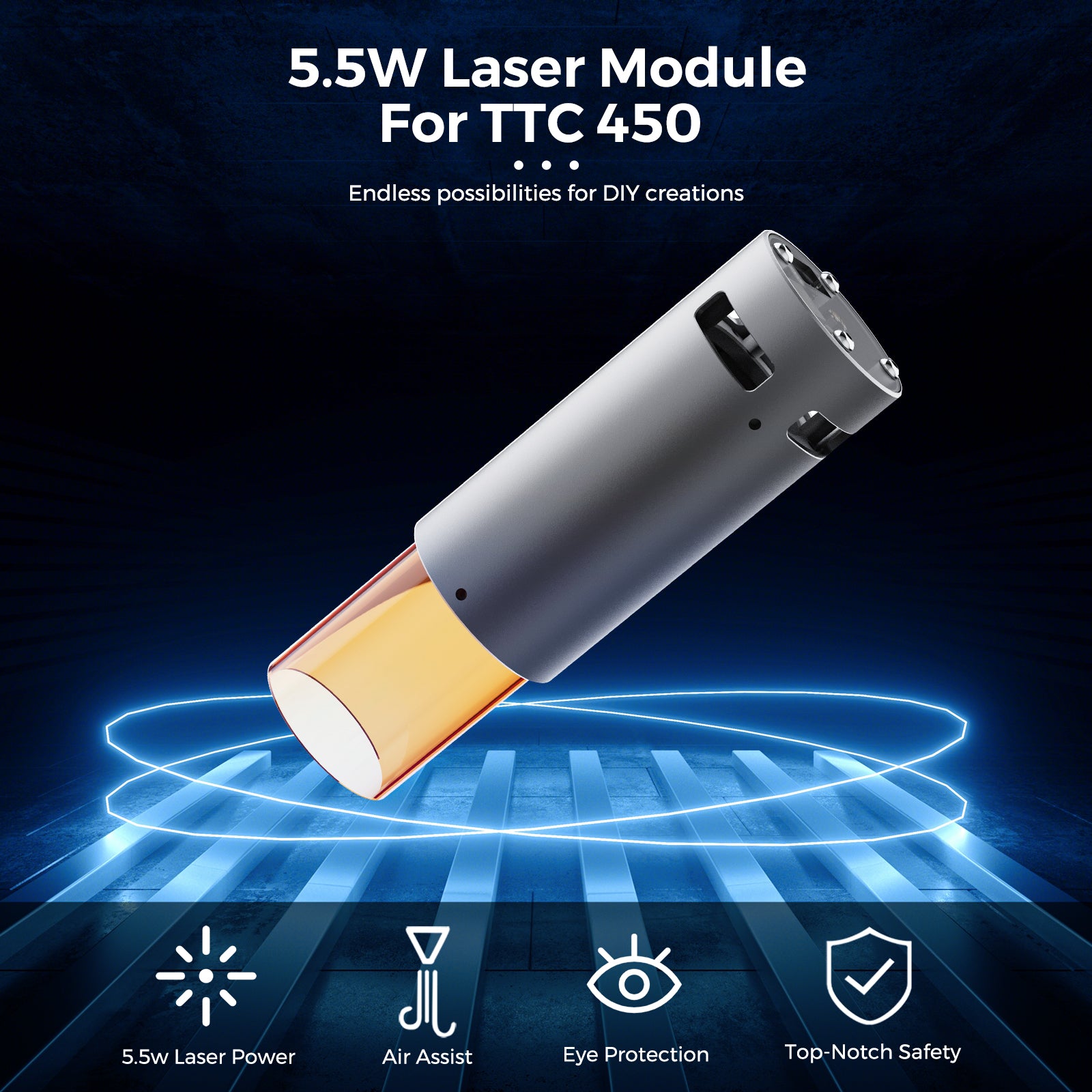 Kreisförmiger Laserkopf 2,5 W 5,5 W für TTC450 und CNC 3018 Pro