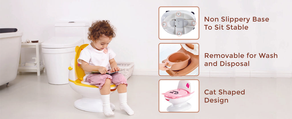 baby sitting on potty training seat