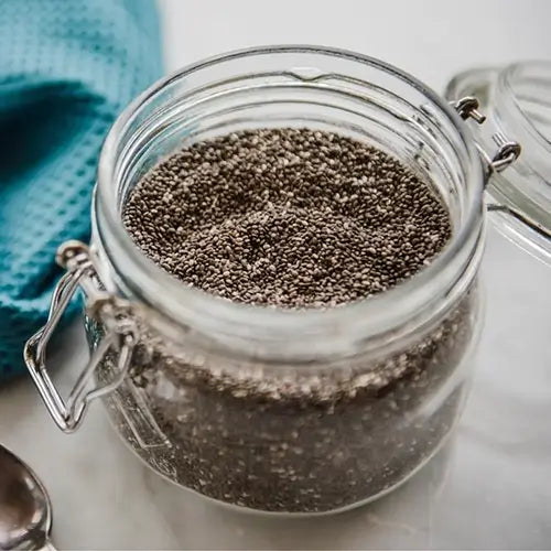 Chia seeds in a kilner jar.