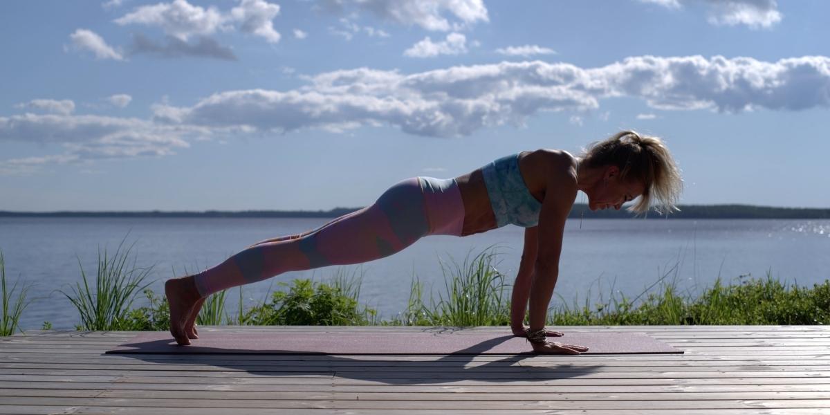 Person holding the plank position.