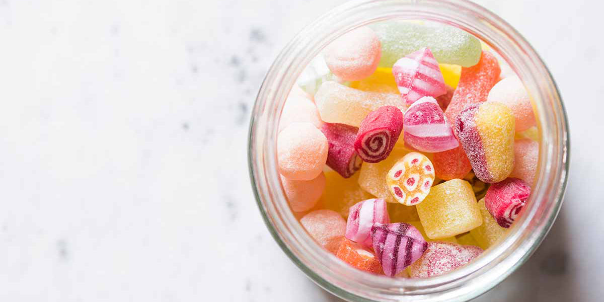 Sweetie Jar, full of colourful, sugary candy sweets.