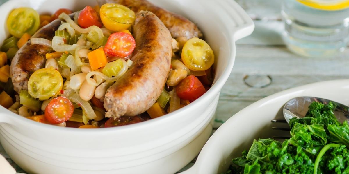 Low-carb Italian style sausage casserole.