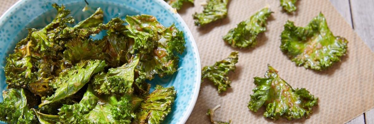 Homemade crunchy kale crisps.