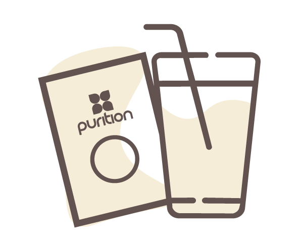 Digital icon depicting; Purition 40g sachet & shake