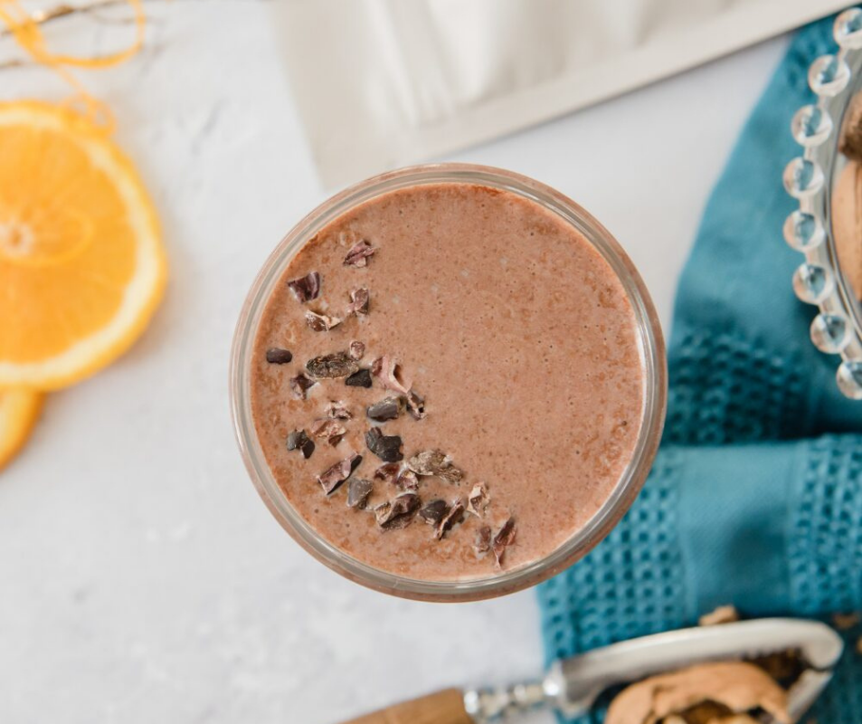 Purition Chocolate Orange whole food protein smoothie.