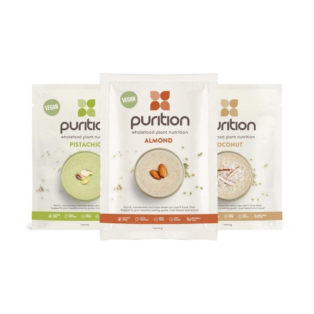 Purition Vegan 40g sachets in Pistachio, Almond & Coconut