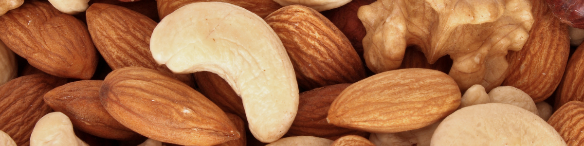 A close up of mixed nuts