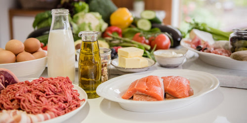 Low-carb foods like meat, fish, dairy & vegetables