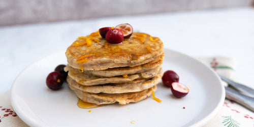 Stack of vegan protein pancakes