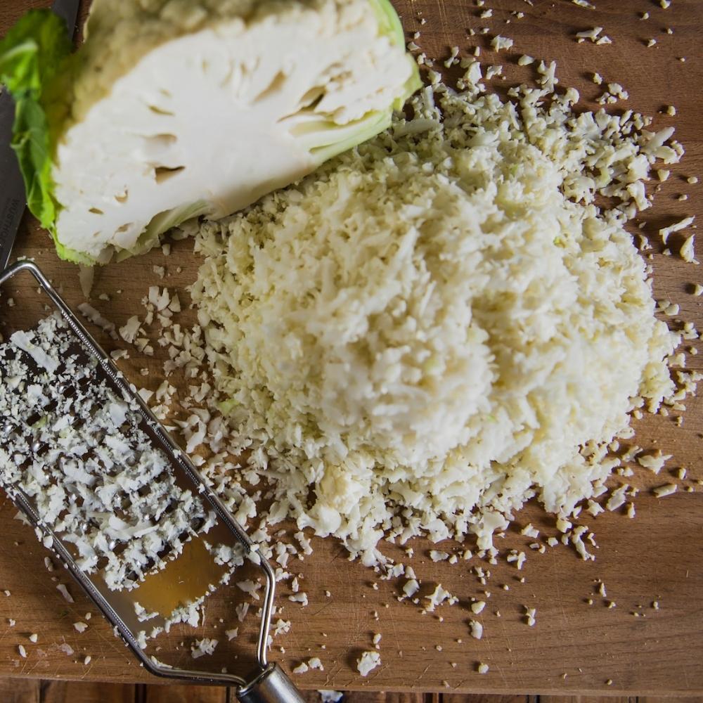 Grated cauliflower and grated