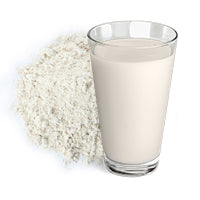 Whey protein isolate powder and glass