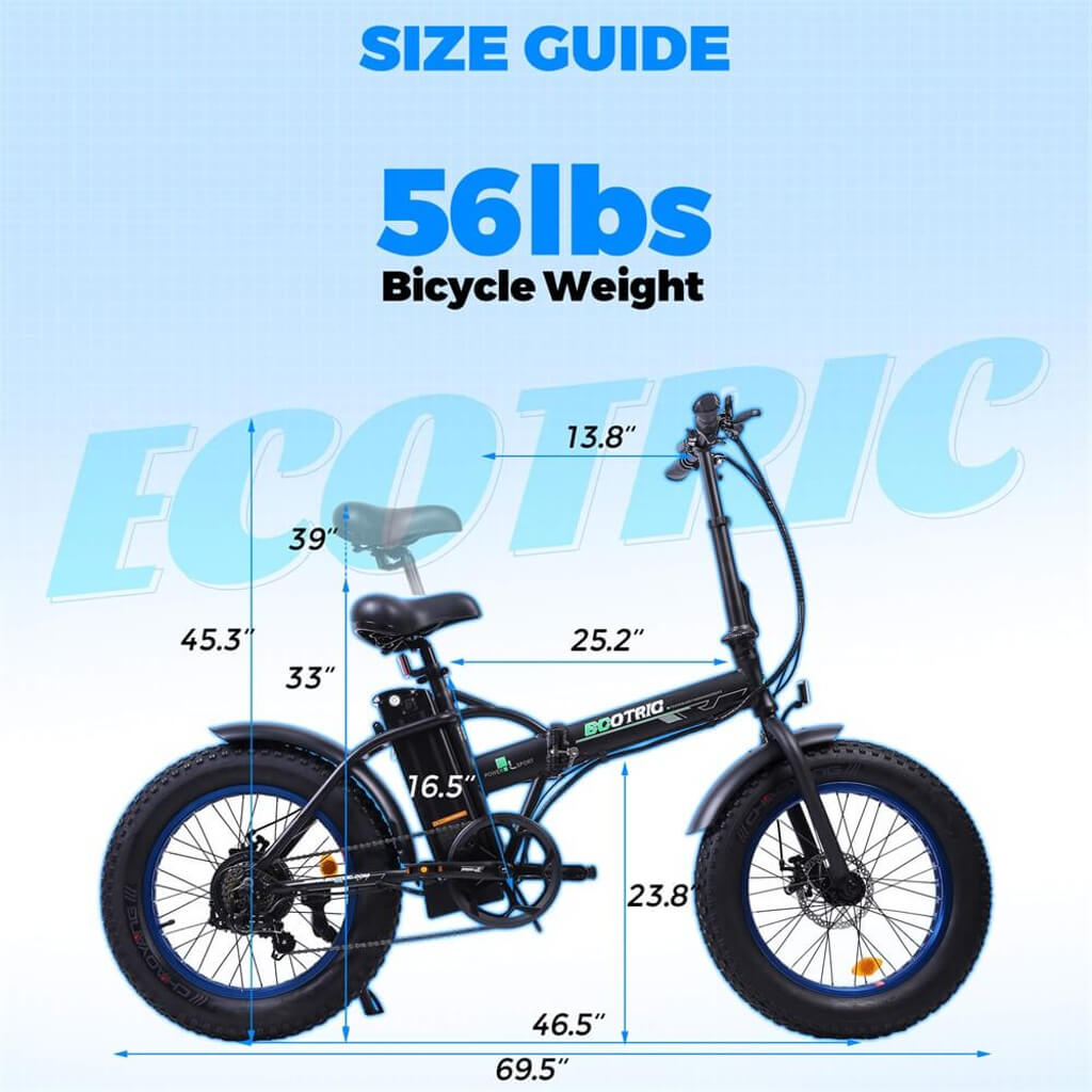 UL Certified - Ecotric 20” 36V 500W Portable Fat Tire Folding Electric Bike