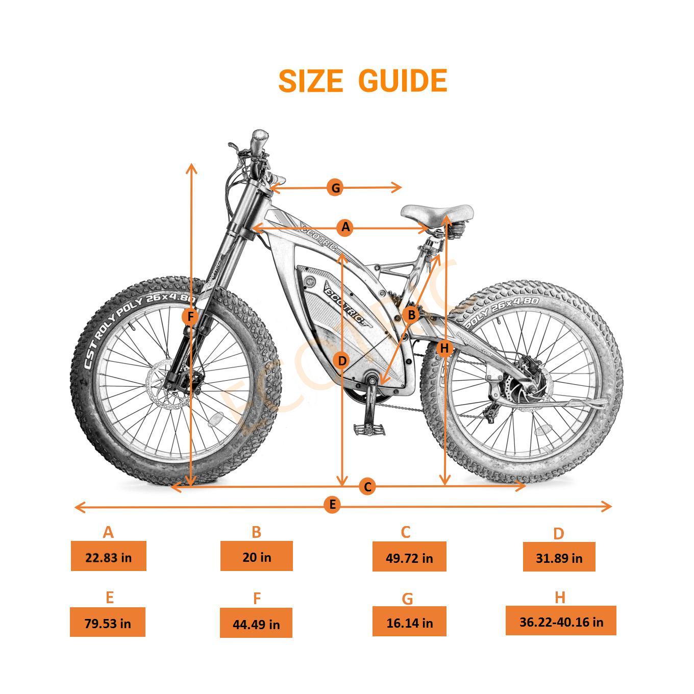 Ecotric Bison Electric Bike Size Guide