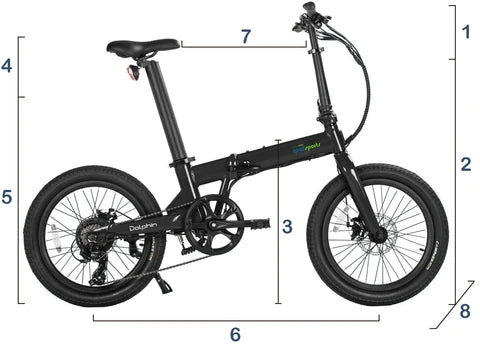 Qualisports Dolphin Electric Folding Bike Measurements