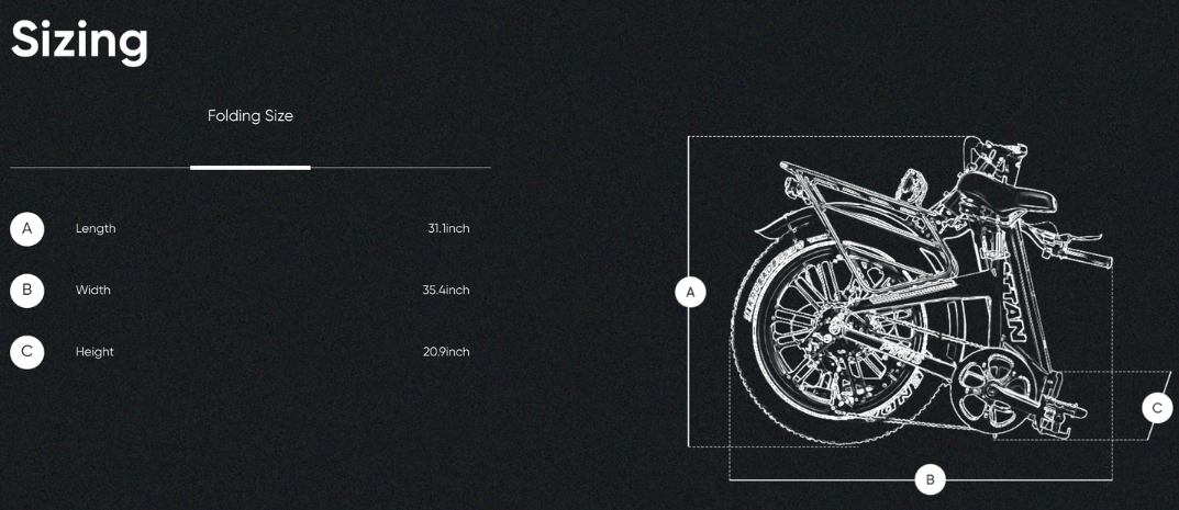 Rattan Pinus Step Through Fat Tire Electric Bike Sizing Measurement Chart