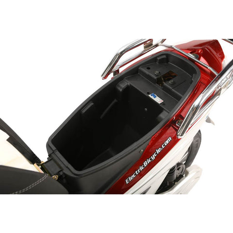 X-Treme Cabo 600 W Cruiser Elite Max 60 Volt Electric Scooter - Red - Compartment