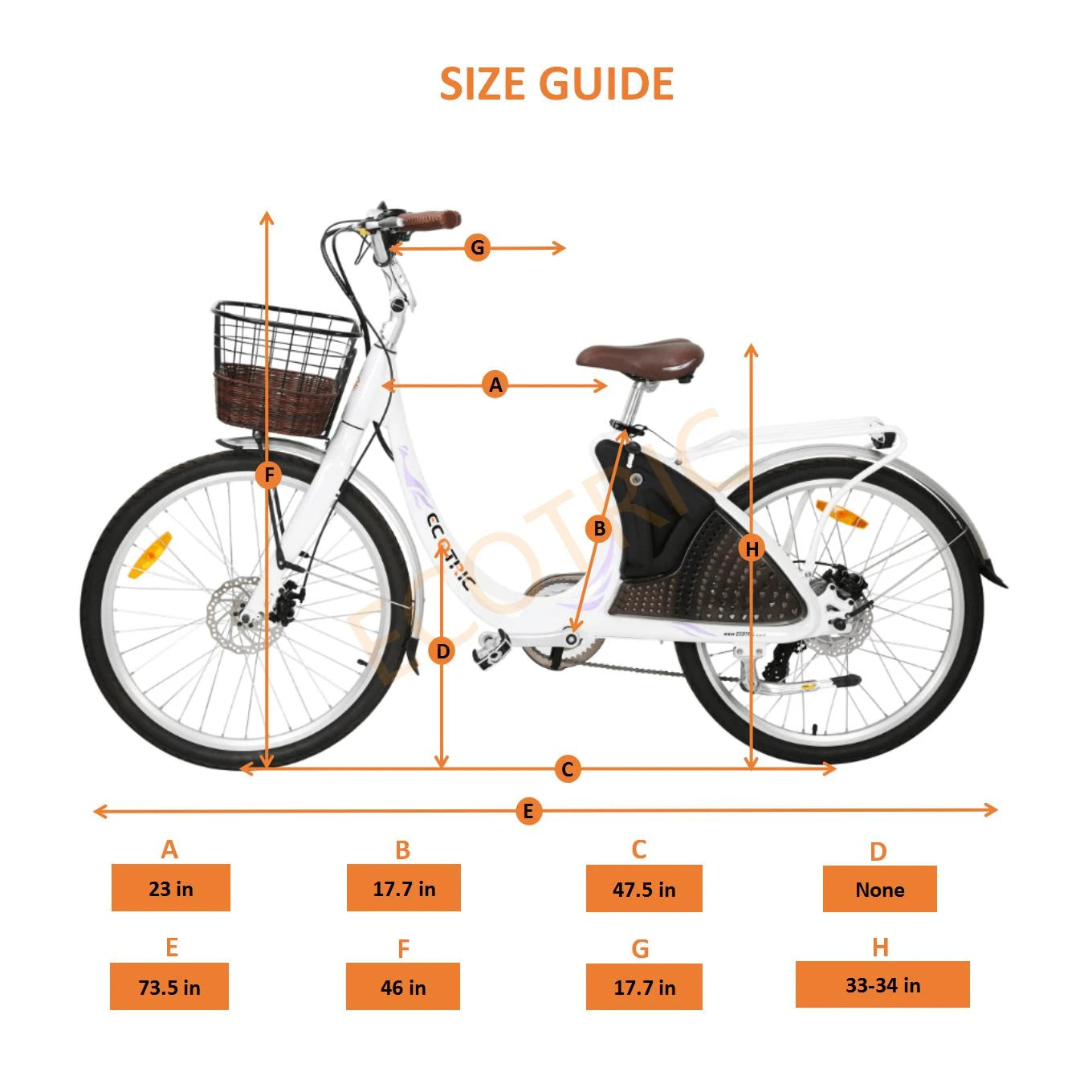 Ecotric Lark 36V 500W Step Through Electric City Bike