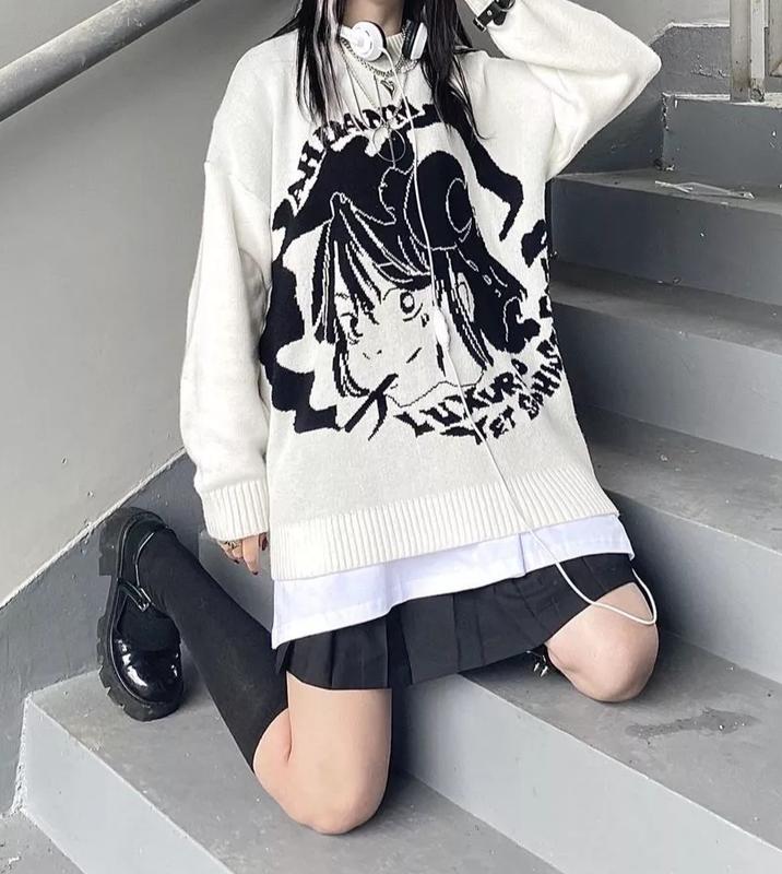 Charcoal Anime Oversized Sweater  Buy Mens Sweaters  Fugazee  FUGAZEE