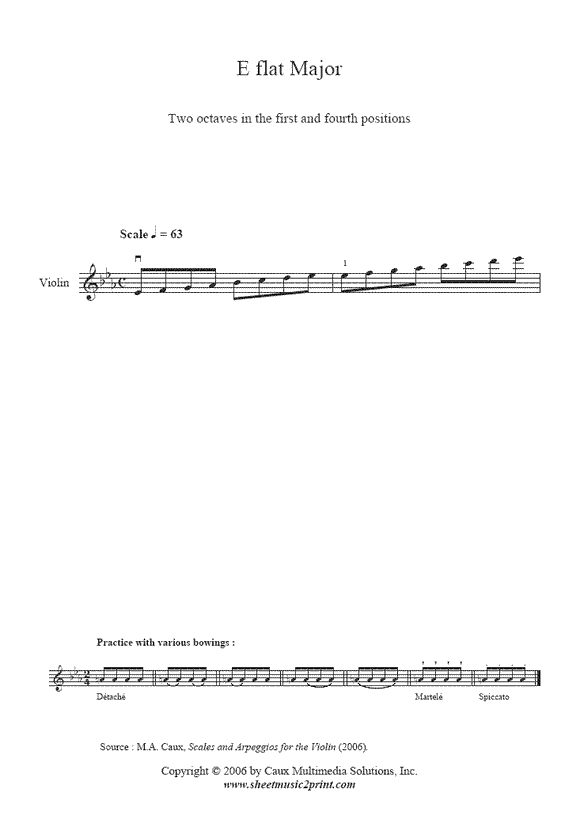 E Flat Major Scale Arpeggio Violin Sheetmusic2print