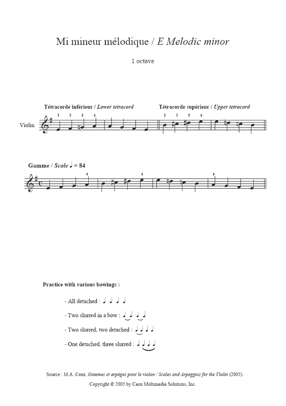 E Melodic Minor Violin Sheetmusic2print