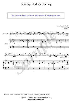Jesu Joy Of Man S Desiring Clarinet Sheetmusic2print