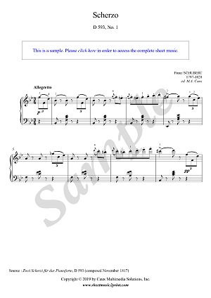 Schubert Scherzo D 593 No 1 Sheetmusic2print