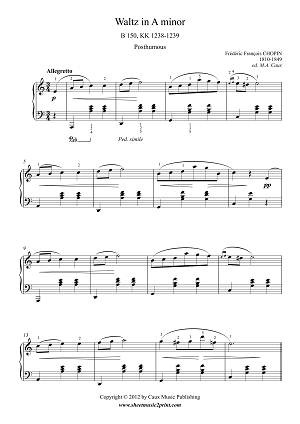 Chopin Waltz In A Minor B 150 Sheetmusic2print