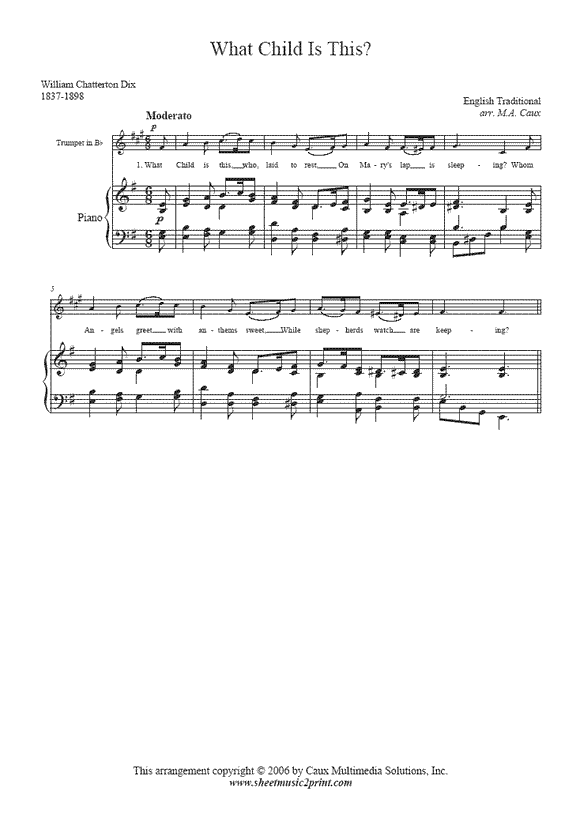 What Child Is This Trumpet Sheetmusic2print