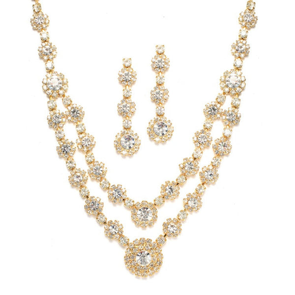 Mariela Bridal Necklace Set (Gold) - Roman & French