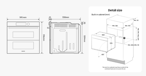 Horno Electrico WiFi Bespoke NV7000B Dual Cook Flex con Vapor