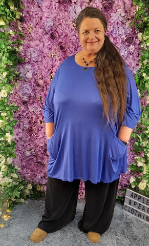 Blue Loose Fit Drop Sleeve Tunic