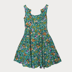 Plus size swing dress in turquoise with floral print