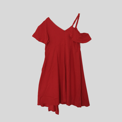 Red plus size dress with one shoulder