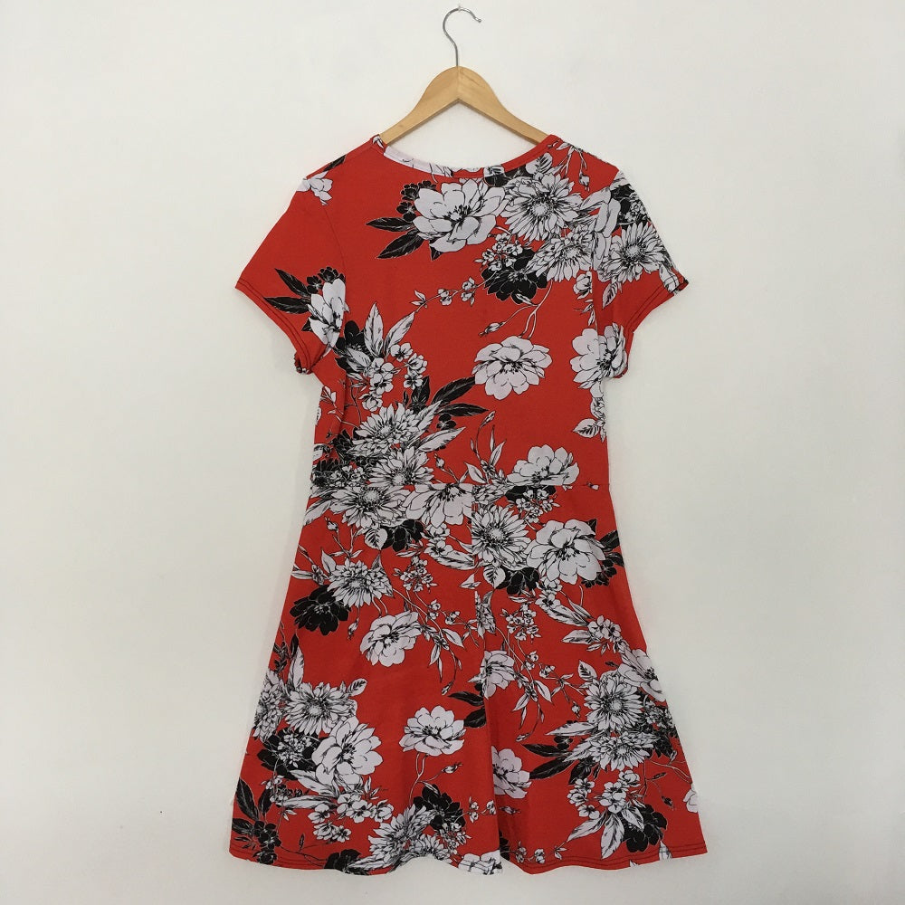 Loft red clearance floral dress