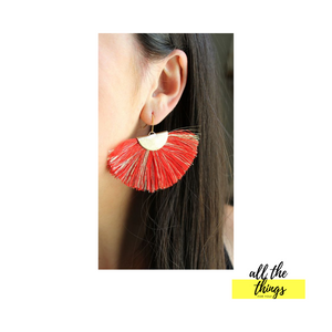 Earrings: Red Fringe
