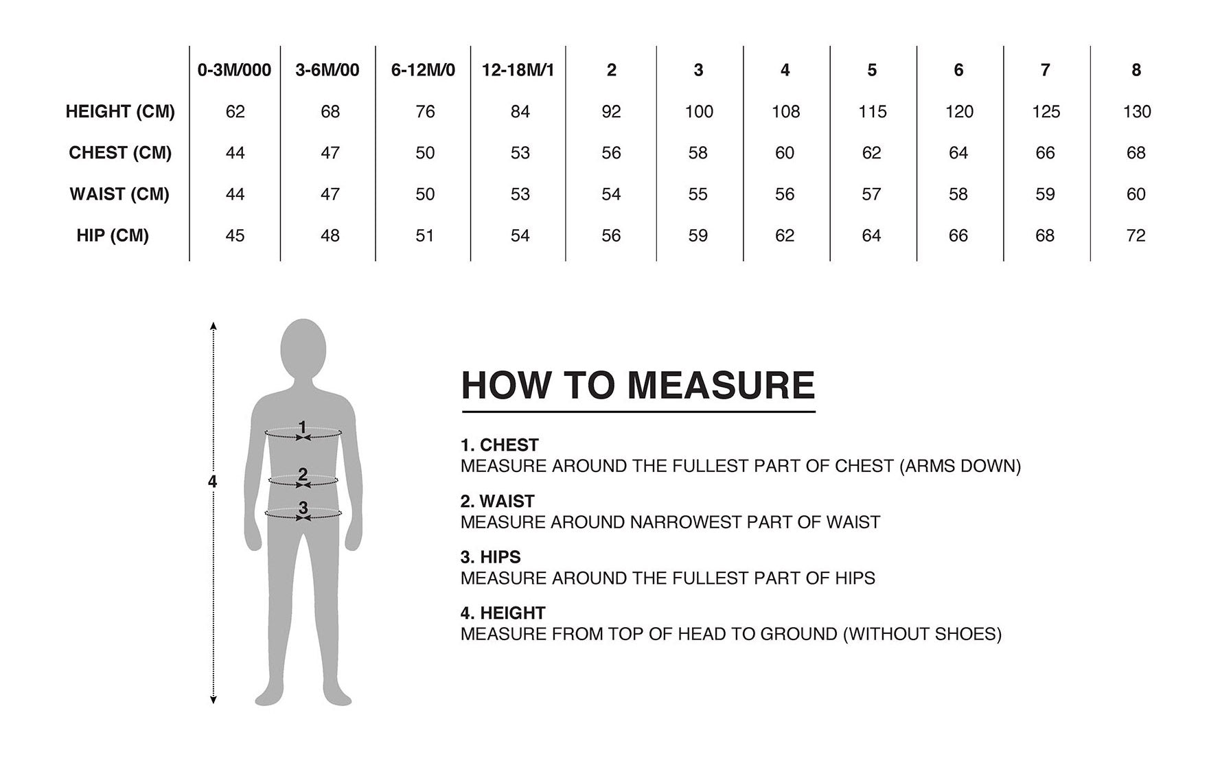 infant sizing chart