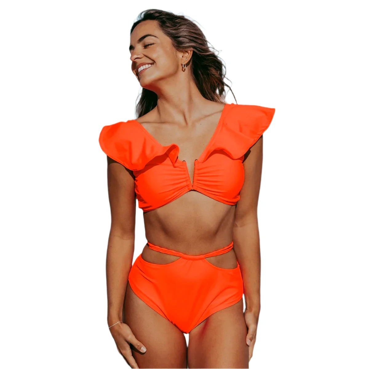 TEEK - Push-Up Padded Ruffles Belted Bandage Bikini
