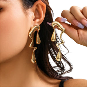 TEEK - Metal Irregular Water Dripping Earrings - TEEK