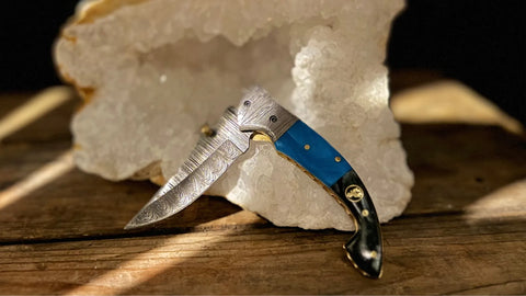BigHorn Steel blue and black acrylic folding knife