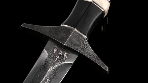 A Damascus steel sword handle