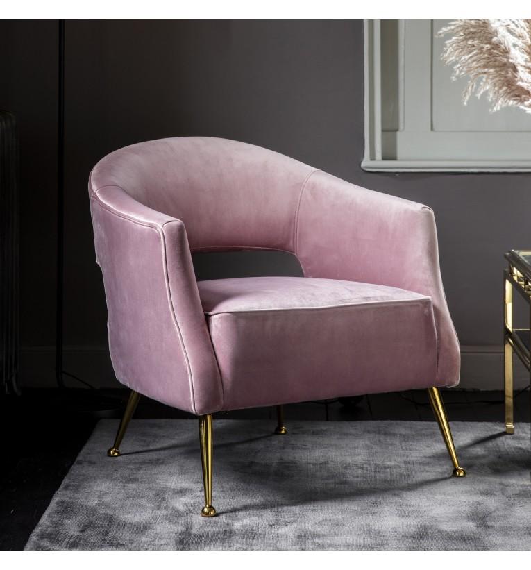 dusty pink velvet armchair