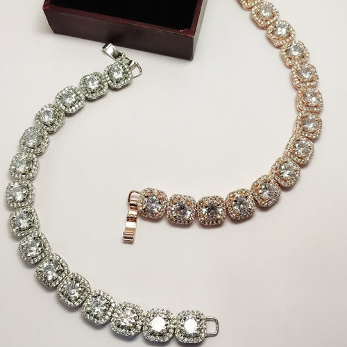 18k White Gold Sapphire  Diamond Tennis Bracelet  Penchant Fine Jewellery
