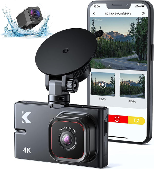 KINGSLIM D5 Dashcam 4K, GPS & WiFi Intégrés, Caméra de Bord