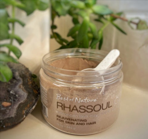 all natural rhassoul facial clay mask from happy being well