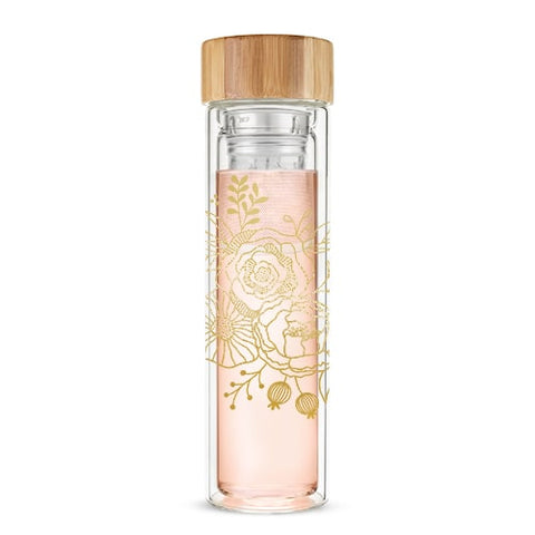 pink flower water bottle from happy being well
