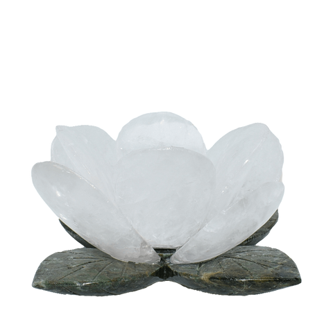 flower quartz crystal candle holder