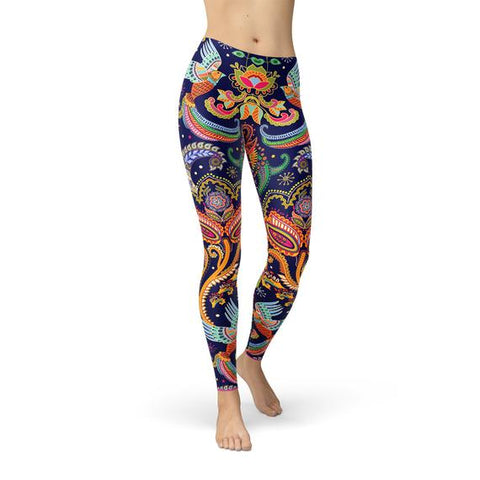 ornamental blue paisley leggings to wear at burning man festival 2022 