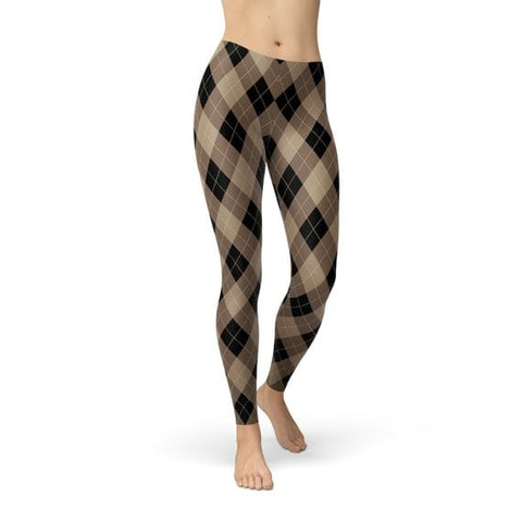 womens beige brown argle leggings from happy being well 