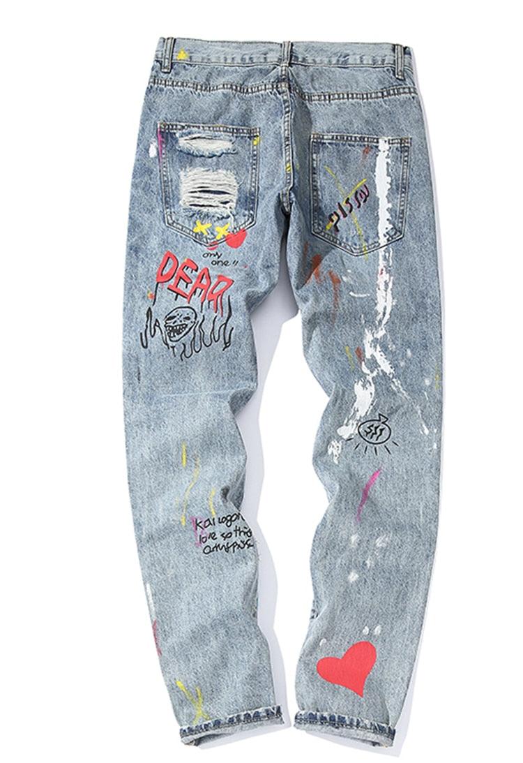 NOTHINGNESSWORLD Graffiti Damaged Jeans-